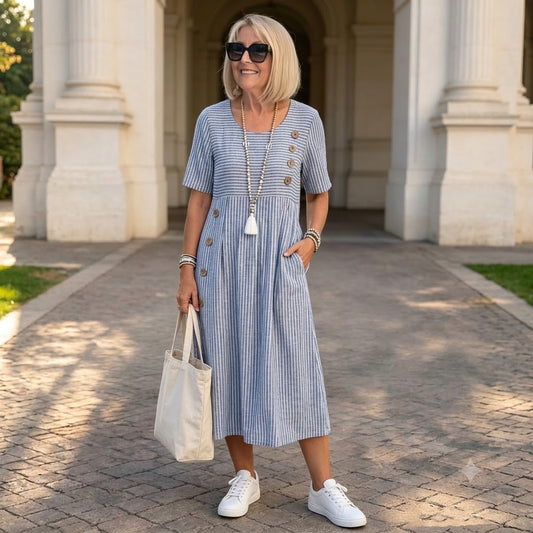 【S-3XL】Julia – Lahka in lepa črtasta midi obleka