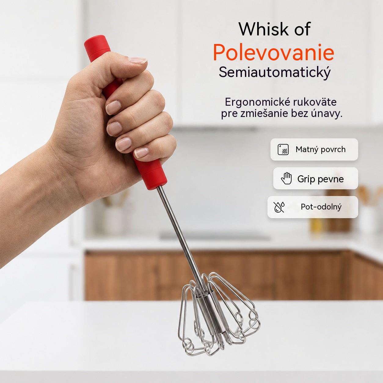 🥳Kúpte 1, získajte 1 zadarmo🥳💞Predaných viac ako 50 000 kusov!🥚💪 50% zľava! Poloautomatická manuálna metlička na vajcia: stlačte a roztočte – nie je potrebná elektrina. Vyšľahá vajcia a šľahačku za pár sekúnd. Šetrná k vašim zápästiam! ✨🧁