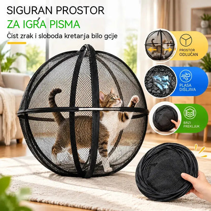 🐱 Sklopivi sferni šator s prozračnom mrežicom za mačke · Zaštita od 360° · Siguran prostor za igru u zatvorenom i na otvorenom!