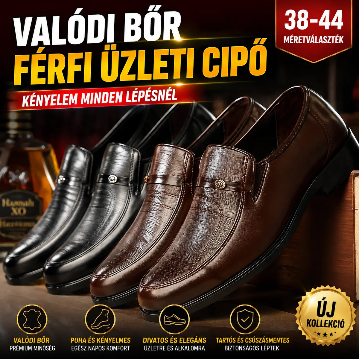 🔥【38-44】👞Új őszi/téli férfi valódi bőr üzleti cipő, puha és kényelmes.