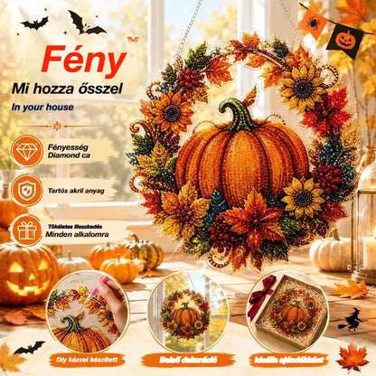 🍁🎃Halloween dekorációs ablak DIY gyémántfestés, 4 vidám minta, mérete 25×25 cm