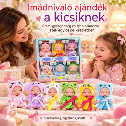 👶 Reborn babajáték-ajándékszett – Állatjelmezes pólyában! Imádnivaló, alvó babaarcok · 6 babából álló készlet díszdobozban · Tökéletes ajándék gyerekeknek!