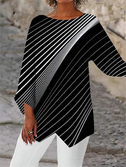 ✨【S-5XL】2026-as új, hosszú ujjú, kerek nyakú nyomott ing