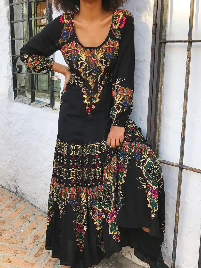 【30%OFF】【S-3XL】Téli új női etnikai nyomtatott ruha