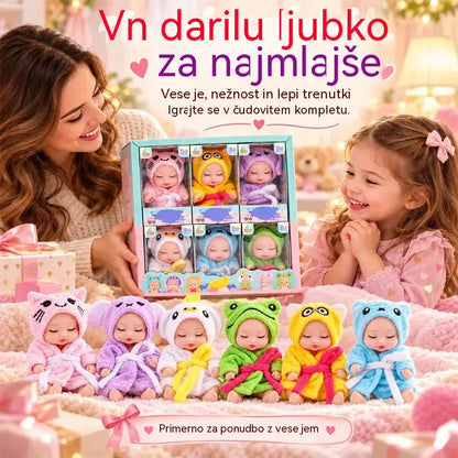 👶 Darilni komplet dojenčkov Reborn – zaviti v kostume živali! Ljubki obrazi spečih dojenčkov · Komplet 6 punčk v darilni škatli · Popolno darilo za otroke!