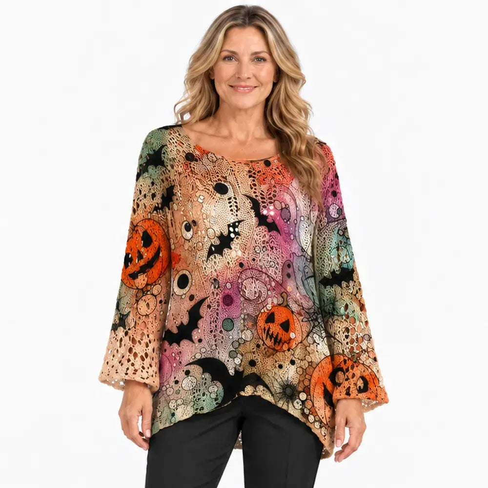 👻😍Egyedi Halloween mintás női felső – kényelmes és stílusos