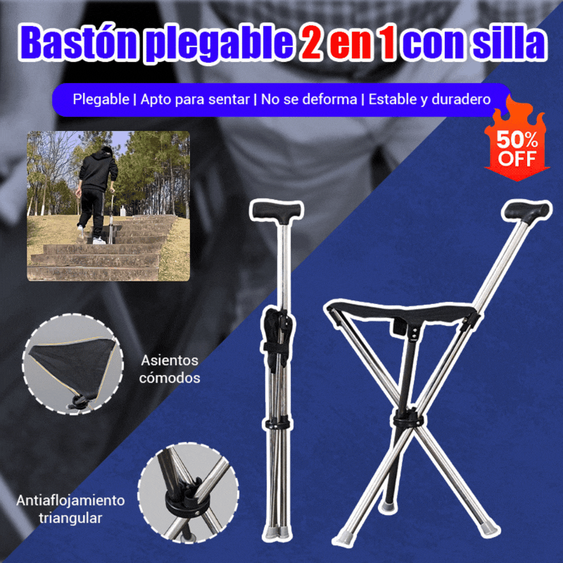 ✨Skladacia vychádzková palica 2 v 1 so stoličkou, barlami proti pádu, skladacia a prenosná✅Teleskopické trekingové palice