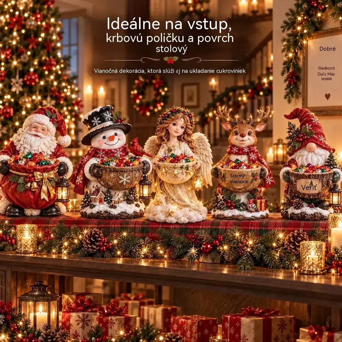 🎄 Vianočné akcie! ✨ Vianočné svetelné reťaze a misky na sladkosti: 5 vianočných motívov.