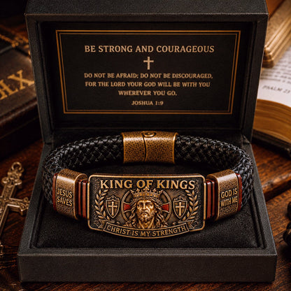 ✝️ King of Kings Faith Ten karkötők - Állítható keresztény csuklópánt ajándék