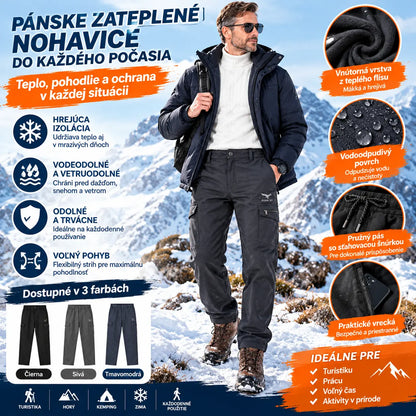 【M-4XL】Pánske outdoorové softshellové nohavice – zateplené, hrubé, pružné, vetruvzdorné a vodoodolné, s flísovou podšívkou; na lyžovanie a turistiku