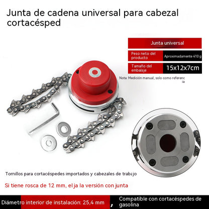 Cabezal de cortacésped con cadena metálica