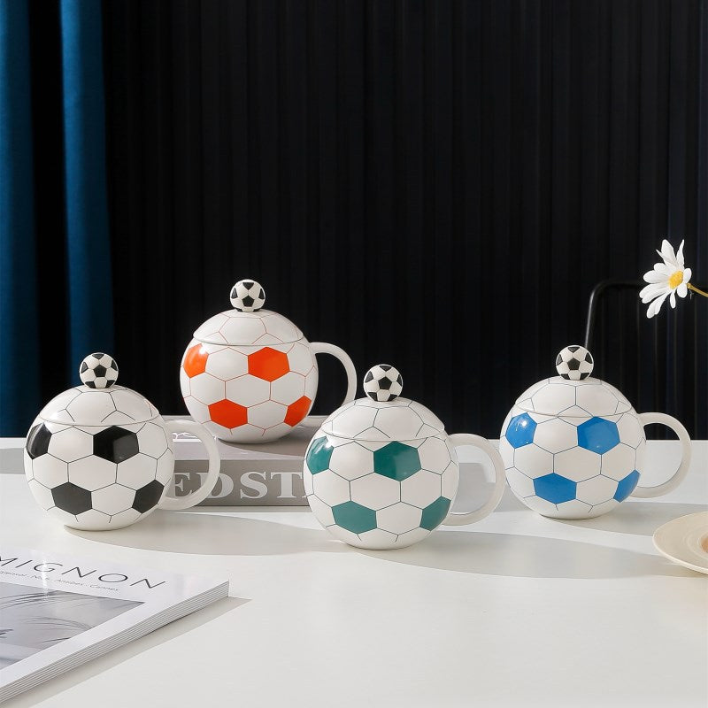 ⚽️ Taza de cerámica de alta calidad de la Copa del Mundo con tapa: recuerdo deportivo