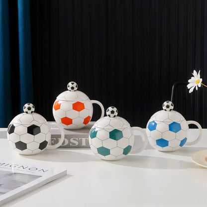 ⚽️ Taza de cerámica de alta calidad de la Copa del Mundo con tapa: recuerdo deportivo