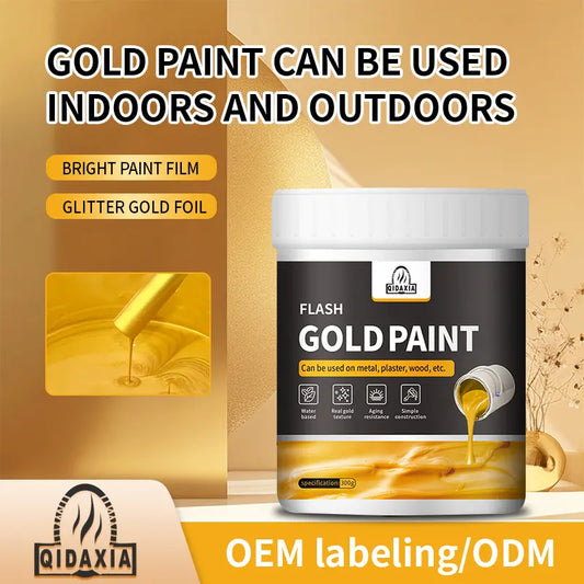 🥳💞 Pintura dorada resistente a la intemperie: a base de agua, brillo intenso. Segura para metal, madera y piedra. ¡Resiste la lluvia y el sol! 🖌️💛