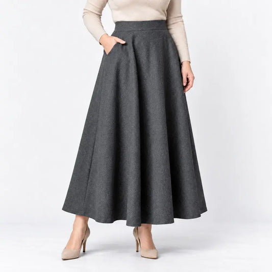 🤩Dús esésű hosszú szoknya zsebekkel – őszi‑téli stílus egyben!👗