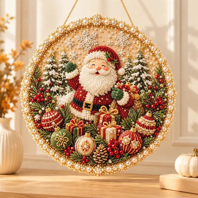 ✨ Súprava na vlastnoručnú výrobu ozdobného venca s korálkami a perlami ⚡ · 3D závesná nástenná dekorácia · 4 sezónne a vianočné motívy 🌟!