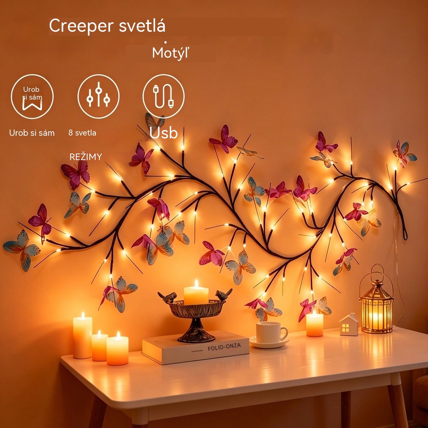 ✨ Flexibilné LED svetlá v tvare popínavej vetvy s motýľmi – vytvorte vo svojom domove čarovnú a útulnú atmosféru 🦋💡