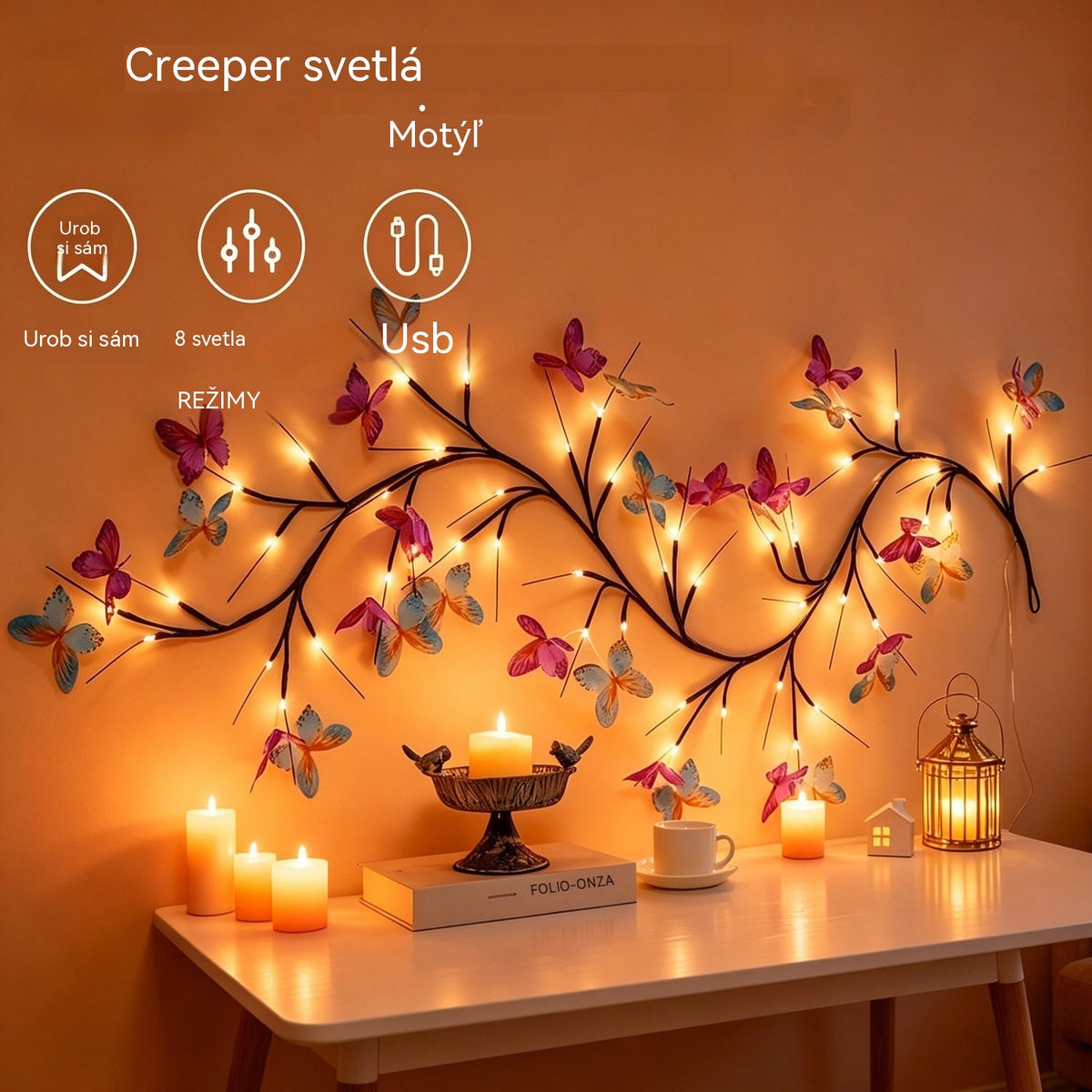 ✨ Prilagodljive LED lučke v obliki vzpenjajoče se veje z metulji - ustvarite čarobno in prijetno vzdušje v vašem domu 🦋💡