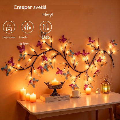 ✨ Flexibilní LED světla ve tvaru popínavé větve s motýly – vytvořte ve svém domově kouzelnou a útulnou atmosféru 🦋💡
