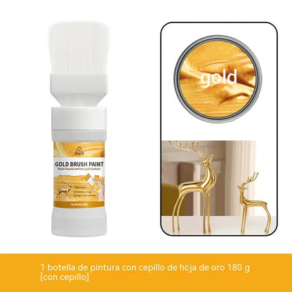 🥳💞 Pintura dorada resistente a la intemperie: a base de agua, brillo intenso. Segura para metal, madera y piedra. ¡Resiste la lluvia y el sol! 🖌️💛