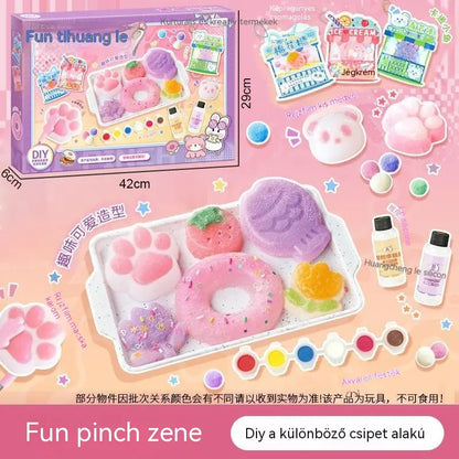 ⏳DIY Softies - Macska - Kézzel készített sült jég, zselés érintésű kézműves készlet, barkács stresszoldó játék 6 éves kortól gyerekeknek