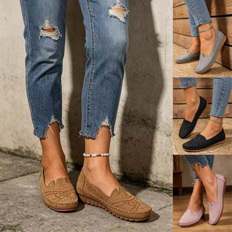 【36-43】Retro stil perforiranih balerink za prosti čas｜Mehak podplat, udobje za vsak dan｜Brez oblačenja, večje velikosti