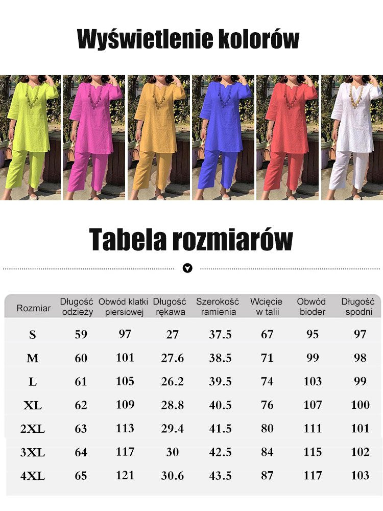 【40-100 kg】 Letná nová móda, jednofarebný komplet pre dochádzanie do práce v etnickom štýle, dvojdielny, dlhé rukávy