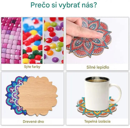 🎨【Eszközkészlet + Fémtartó + 6 db gyémántkirakós elem】Csináld magad (DIY) gyémántkirakós poháralátét-készlet