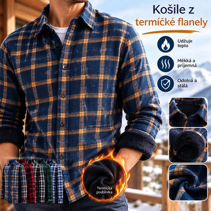 👔【Velikosti L–5XL】Nová pánská termo košile s oboustranným flísem na podzim a zimu – moderní a univerzální.