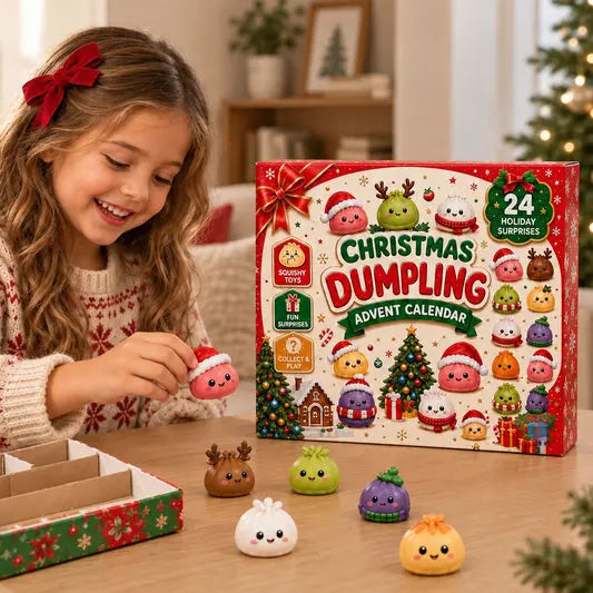 ❄️ 🥰 Huszonnégy napnyi „squishy” – csináld magad, gőzölt batyu formájú játékokat rejtő meglepetéscsomag