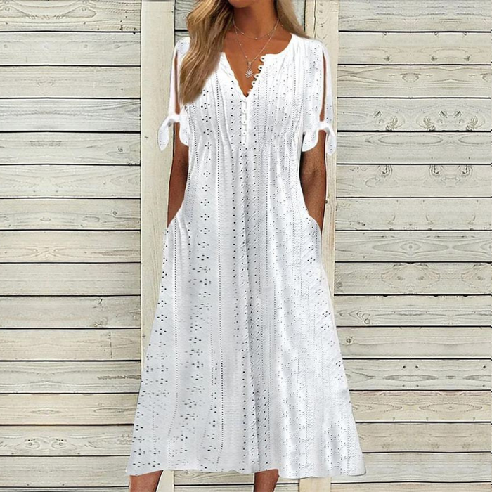 【🔥Świetna oferta】【Rozmiary 5XL】Prosta damska letnia sukienka, mieszanka bawełny i lnu, wygodna i oddychająca