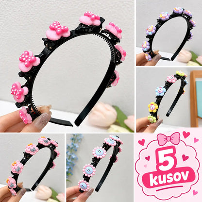 👑【5 kusov】Tyčinky, štipce a zapletené stuhy pre dievčatá