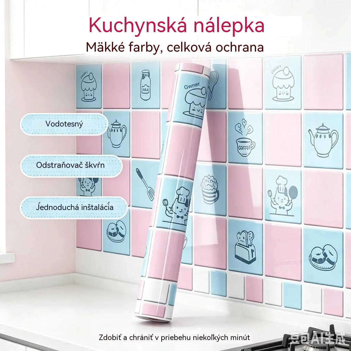 【60CMx8M】Olejovzdorné nálepky do kuchyně, voděodolná samolepící tapeta, ochranná fólie na pracovní desku.