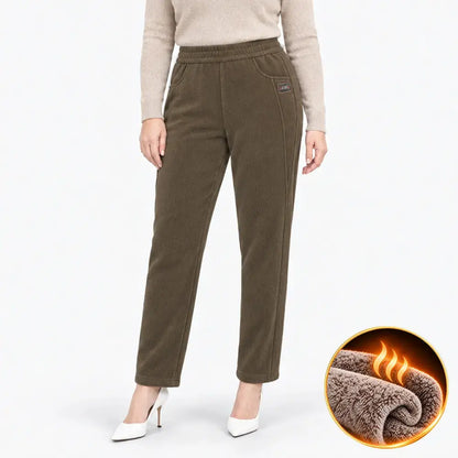 👖【S-2XL】Új női szigetelt nadrág őszre és télre – magas derekú, egyenes szárú, karcsúsító, meleg