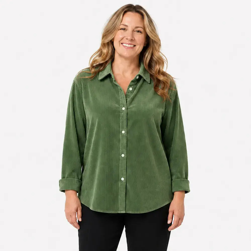 👚Laza szabású női kordbársony ing – egyszínű, hosszú ujjú – puha, lezser blúz őszre és télre