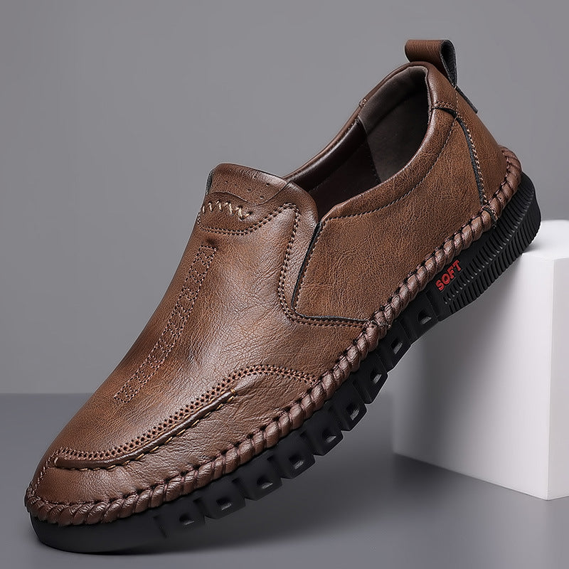 👞【39-44-es méret】Férfi alkalmi sportcipő, valódi bőr, puha talp, csúszásgátló, lélegző