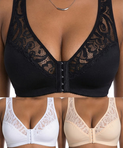 💕 Zadnji dan - 50 % popusta【3-delni komplet】【L-4XL】😍 push-up modrček z žico za večje velikosti, brezšiven dizajn z zapenjanjem spredaj, plačilo po povzetju
