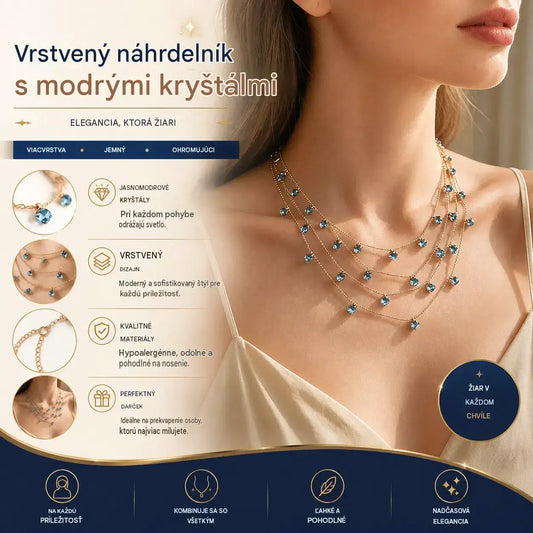 📢📢 Zľava 50 %! ✨ Dámsky viacvrstvový trblietavý prívesok v tvare kľúčnej kosti
