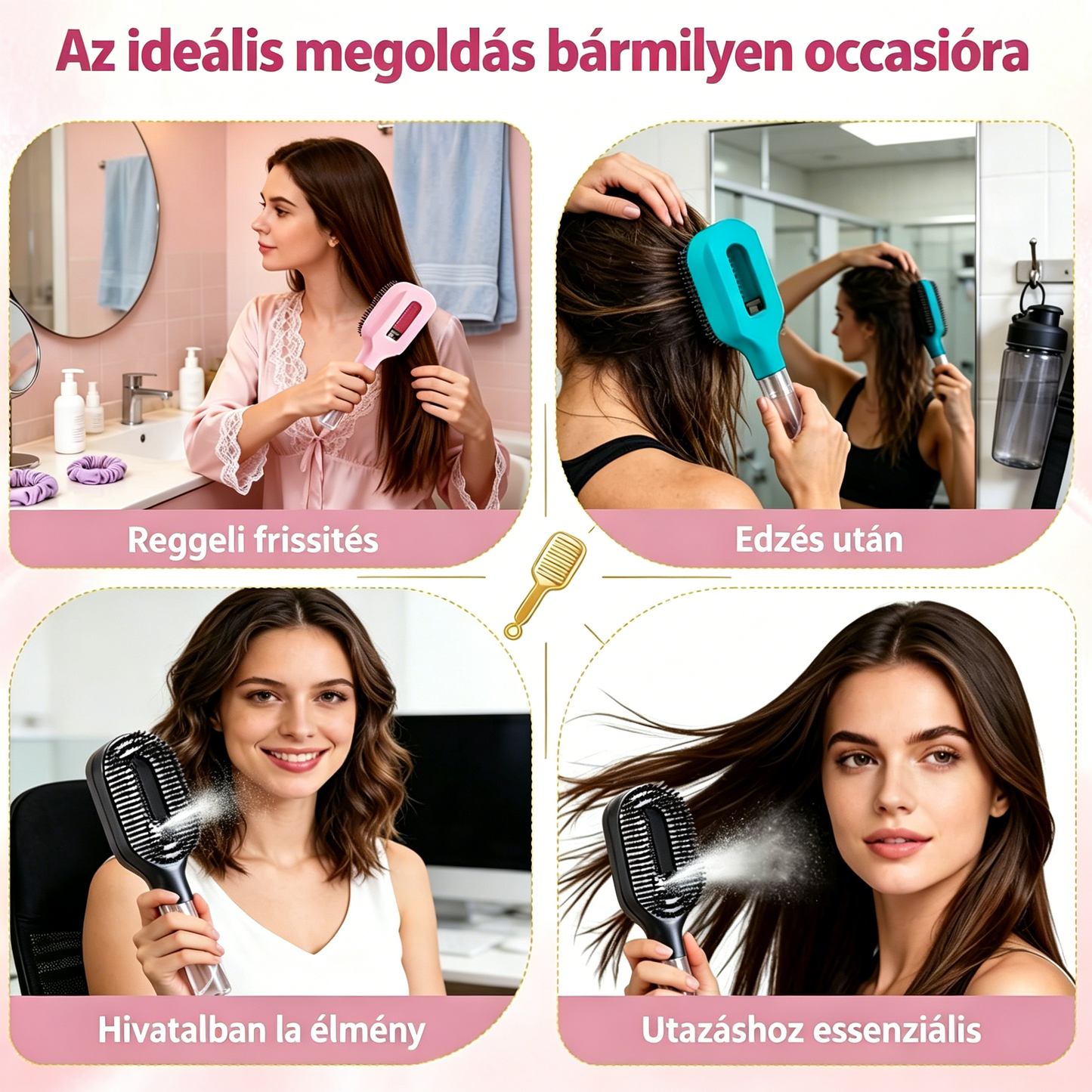 💖💨 Forradalmi hajkefe! Egy gombnyomásra finom permetet ad – véget vet a hajgubancoknak! ✨