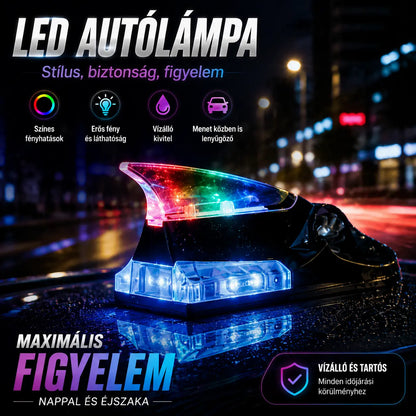 💡🚗 Egy darab 7500 Ft ✅✨Autótető szélenergiával működő cápauszony figyelmeztető lámpa, hangulatvilágítás