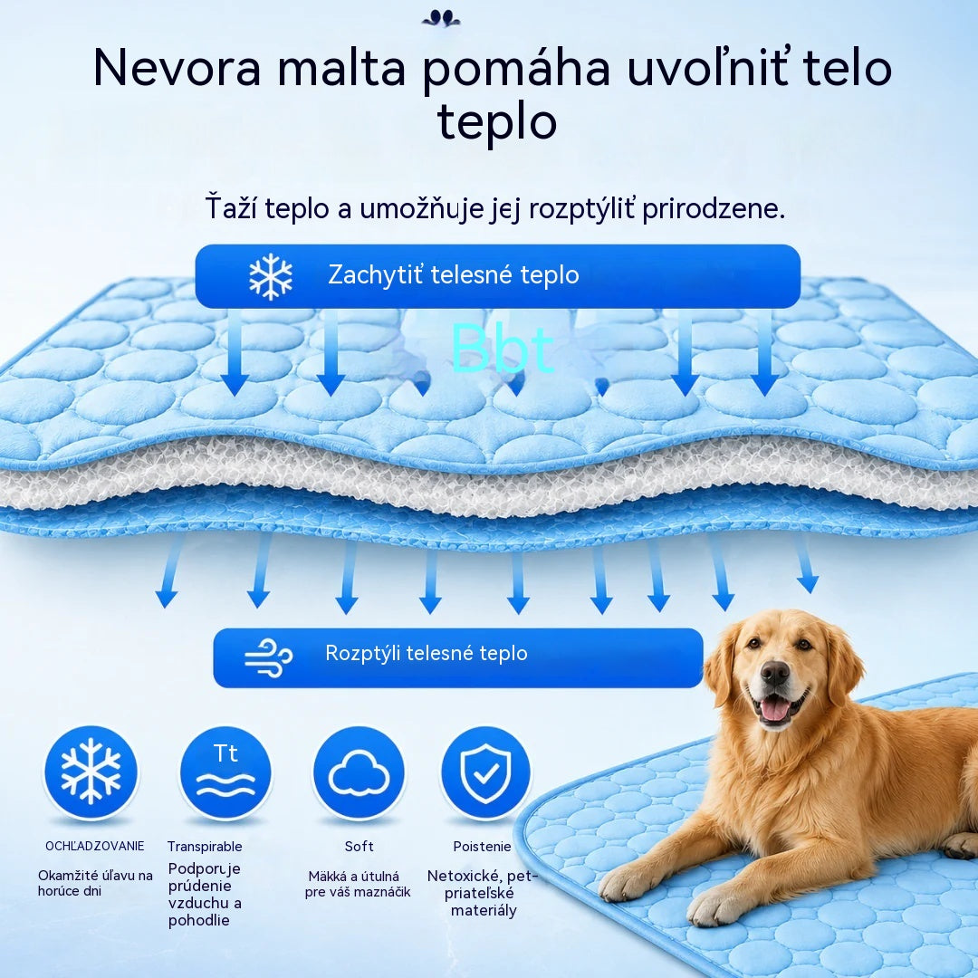 📢 50% sleva 🔥! Chladící podložka pro domácí zvířata (bez nutnosti plnění vodou) 🧊 — Vyrobena z prodyšné oxfordské látky; vhodná do všech typů pelíšků nebo přepravek pro domácí zvířata.