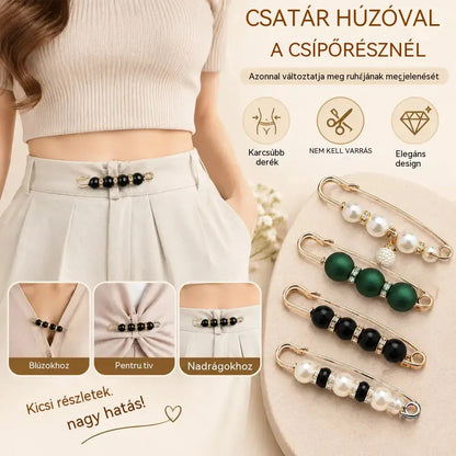 ✨ Elegáns gyöngyös csatok derék- és nyakkivágás-szűkítéshez (12 darabos készlet: 6-féle stílus × 2 darab) 👗 | 💎 Varrásmentes · Elegáns és praktikus