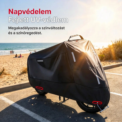 🏍️ Ma 50% kedvezmény! Univerzális motorkerékpár-takaróponyva | Vízálló, tartós és UV-álló | A legtöbb motorkerékpárhoz megfelelő | Biztonsági nyílásokkal és megerősített varrásokkal | Ideális kültéri használatra 🌧️☀️