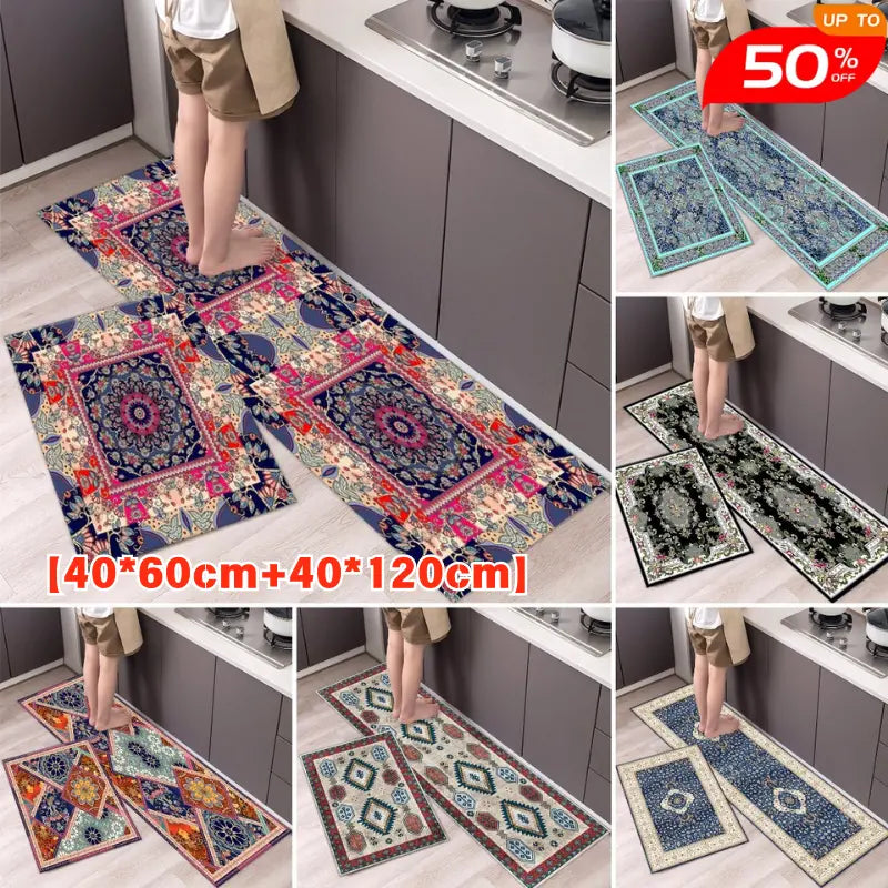 💥49% kedvezmény 【2 darab】🌺Csúszásmentes konyhaszőnyeg nedvszívó hosszú konyhaszőnyeg【40*60cm+40*120cm】