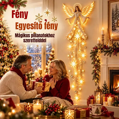 👼✨ Angyali fali lámpa hullócsillaggal | Világító karácsonyi dekoráció | Meleg LED otthonra és kertbe 🌟
