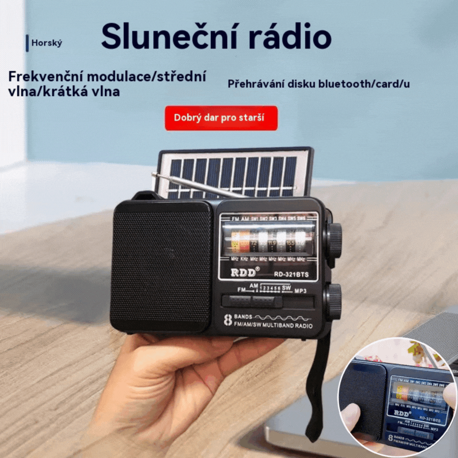 💥🏕️【Promo！】Multifunkční přenosné rádio s nouzovou svítilnou, AM rádiem, Bluetooth diskem a vícekanálovým zvukem.