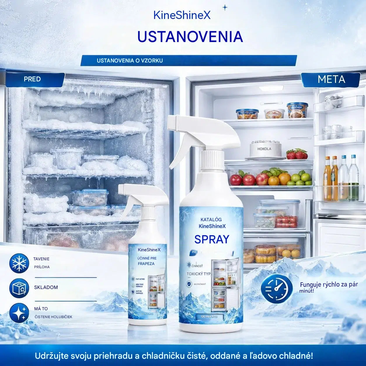 🔥【2 fľaše za 24 eur】❄️ Nový odmrazovací sprej 2026 🧡 Rýchle odstránenie ľadu z mrazničky