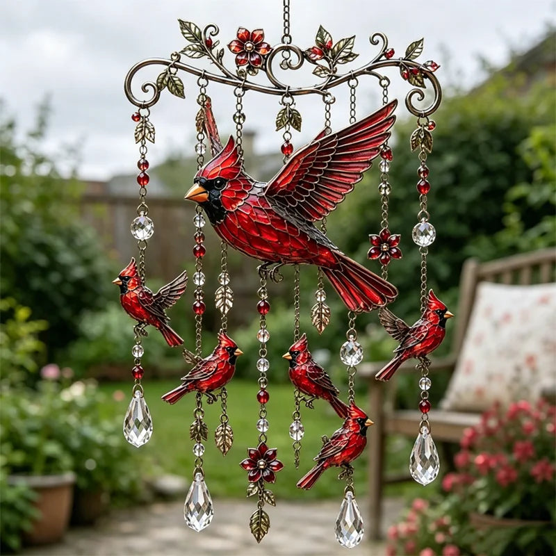 🐦 Krištáľové zvonkohry ozdobené kolibríkmi a maľovanými vzormi vo vintage štýle