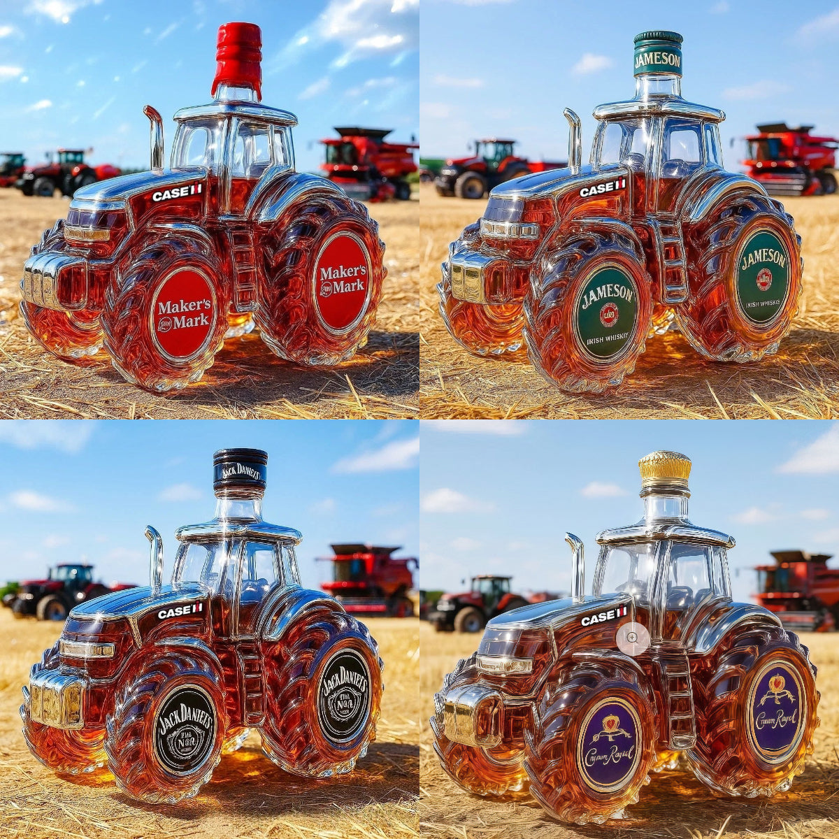 🔥Časově omezená nabídka🚜Retro láhev na víno s farmářským traktorem，🎁🎁Kreativní uzavřené dekorace na láhev whisky