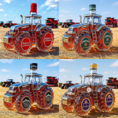 🔥Časově omezená nabídka🚜Retro láhev na víno s farmářským traktorem，🎁🎁Kreativní uzavřené ozdoby na láhve whisky